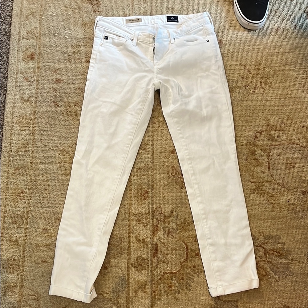Adriano goldschmied white skinny the stilt roll - up cigarette jeans